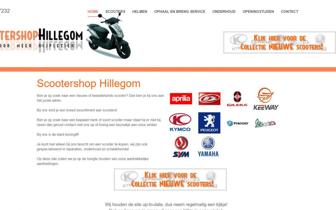 Webdesign: Scootershop Hillegom