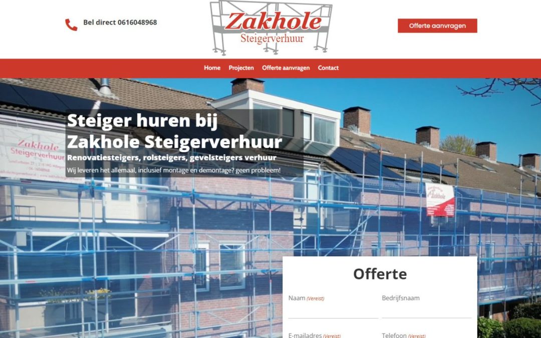 Webdesign: zakholesteigerverhuur.nl